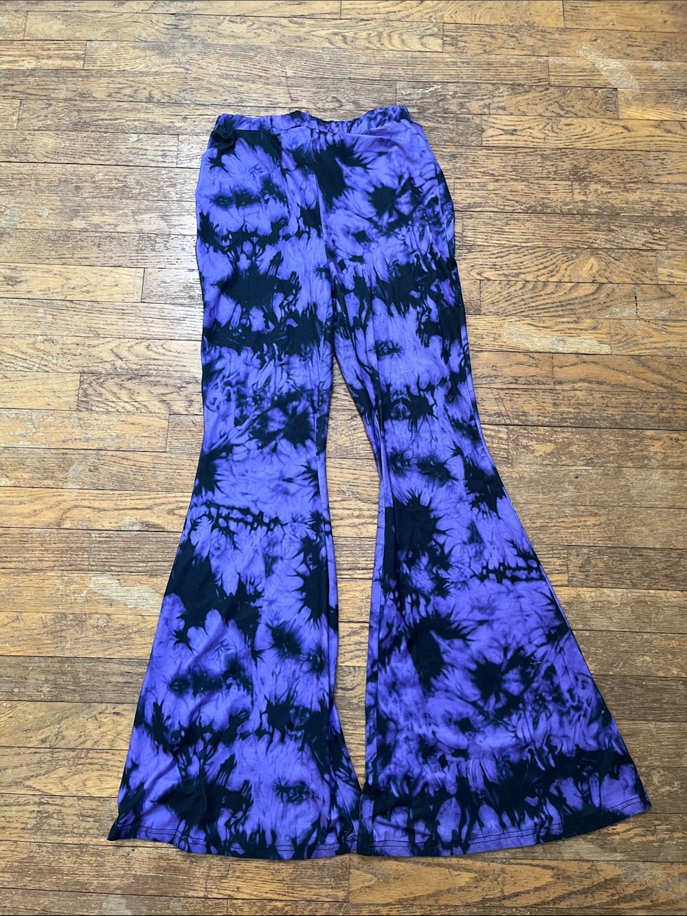 Shein Purple & Black Tie-Dye Bell Bottom Pants